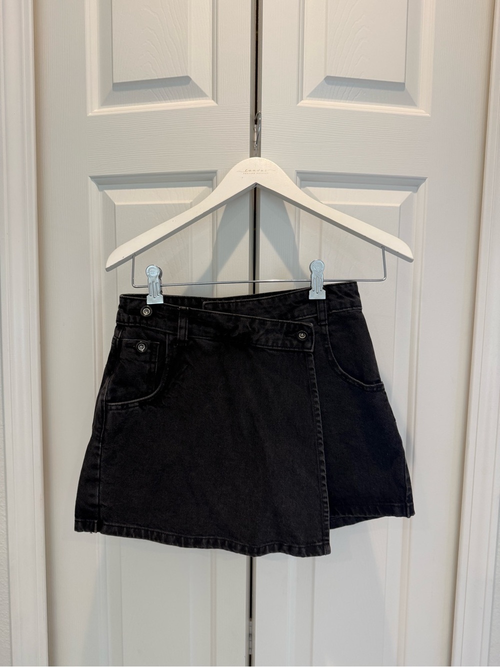 Zara Black Denim Wrap Skort
